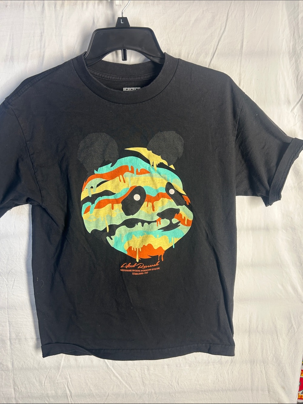 Lrg Black Tee with Dripping Multicolor Panda Graphic